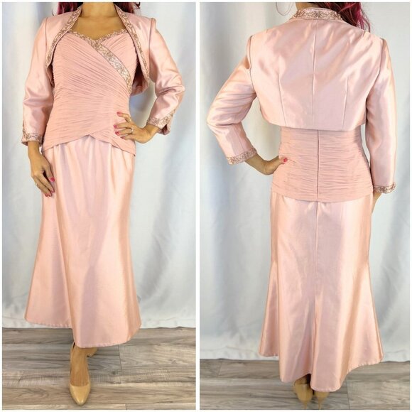 Cachet Vintage VTG Pink Tea Length Dress and Jacket Pair - Picture 1 of 14